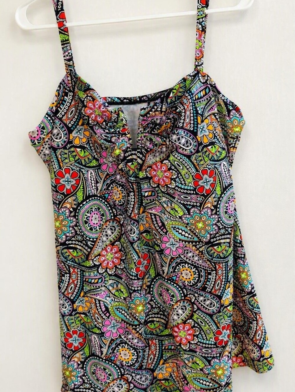 Fit 4 U Plus Size 24W Multicolor Paisley Empire Waist Swim Dress One-Piece